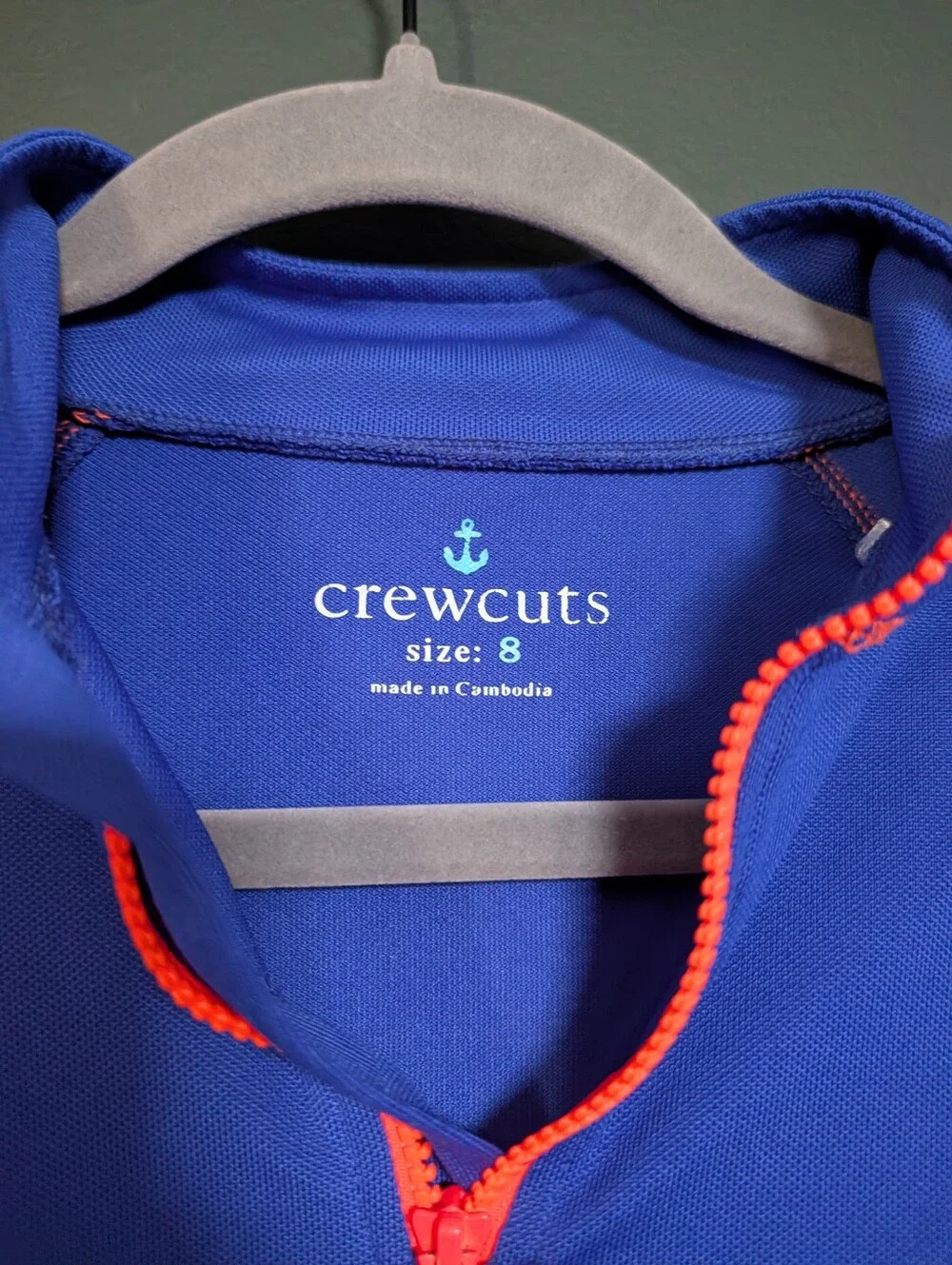 Crewcuts Blue Rashguard with Pink Contrast Stitching